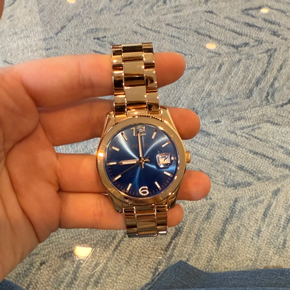 Fossil Blue and Gold Men's Watch